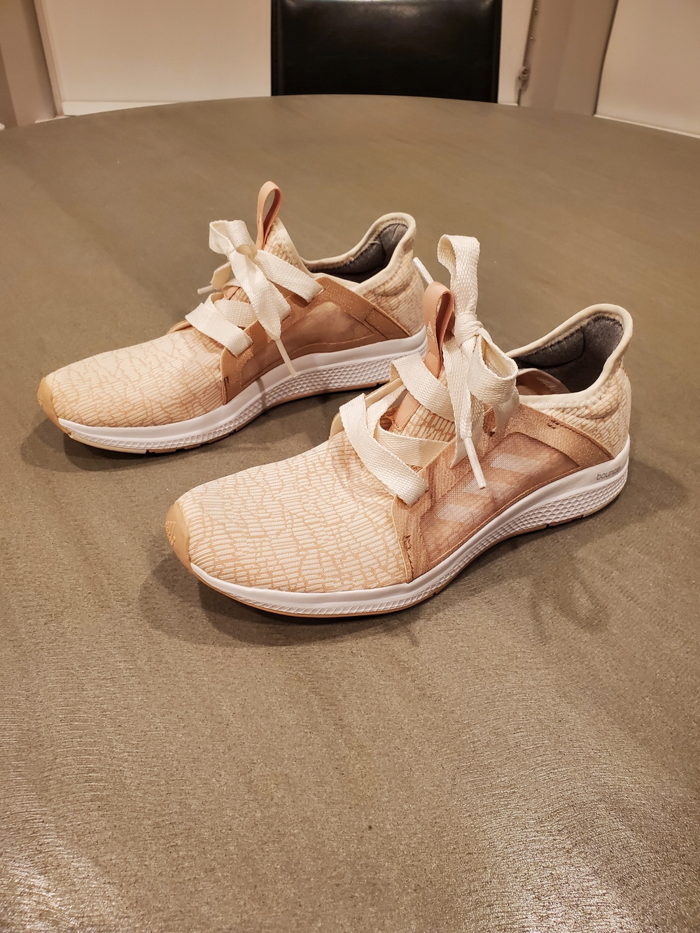 adidas Bounce Women's Light Pink Tan Lace-Up Sneakers - Picture 3 of 10